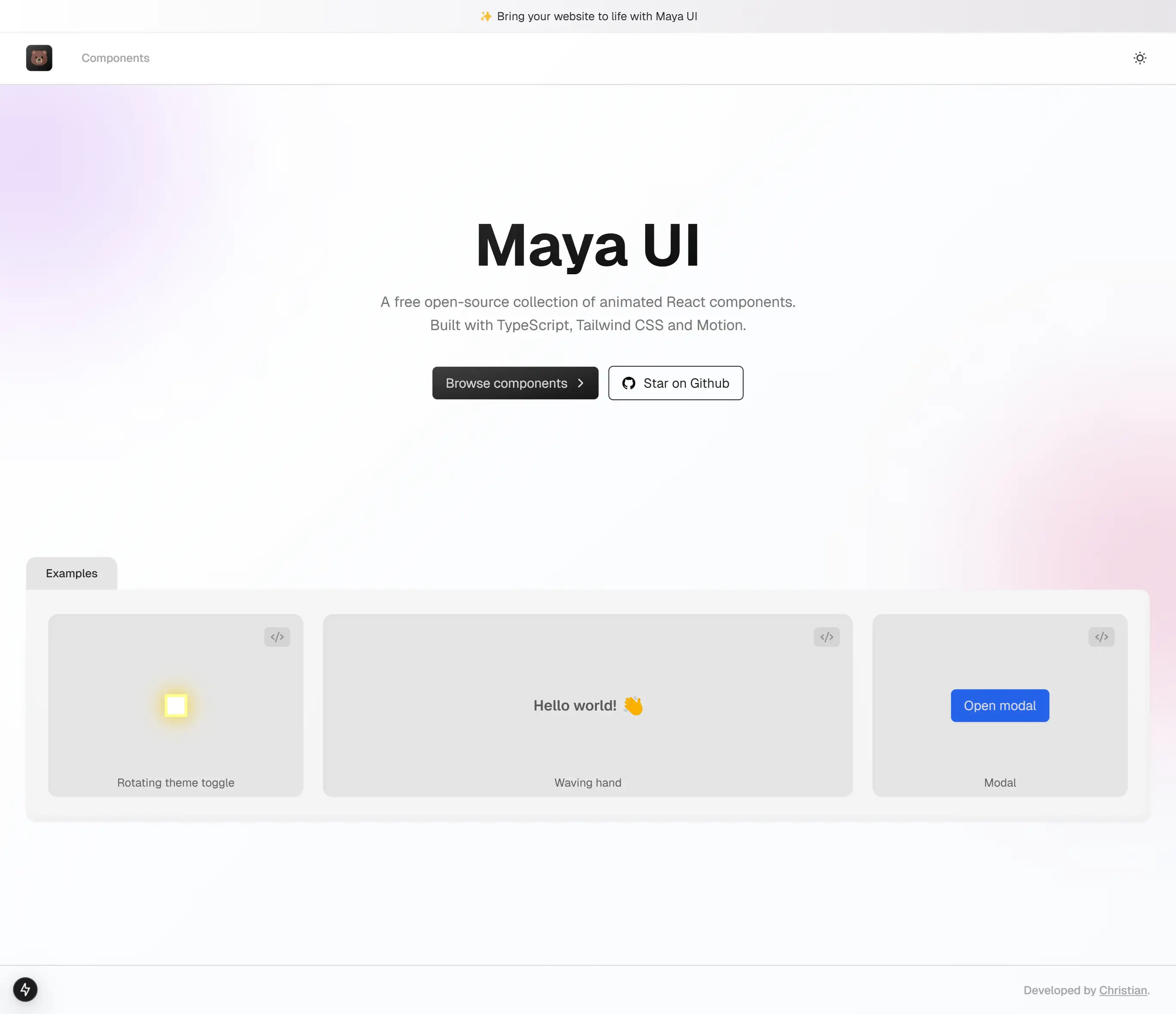 Maya UI light mode screenshot